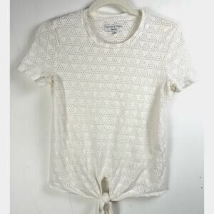 Madewell Women's Texture & Thread Preppy Coquette Mesh Open Knit Stretch Top